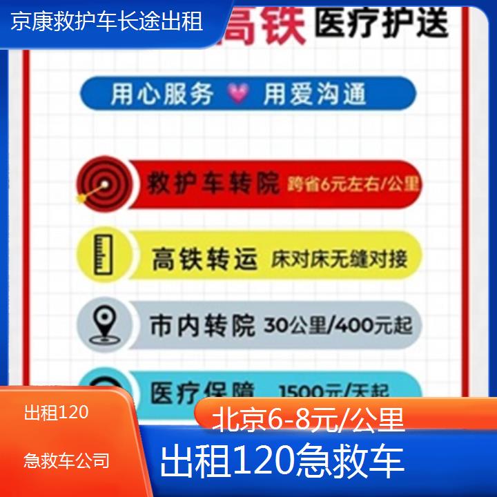 北京出租120急救车公司「6-8元/公里」+2025本地报价一览