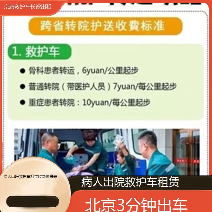 北京病人出院救护车租赁收费价目表「3分钟出车」+2025本地报价一览