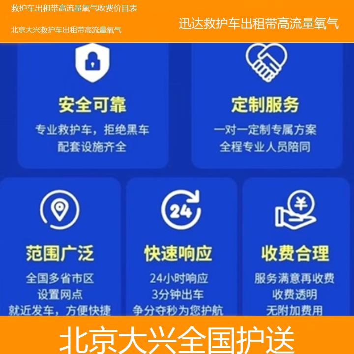 北京大兴救护车出租带高流量氧气收费价目表「全国护送」+2025价格一览表