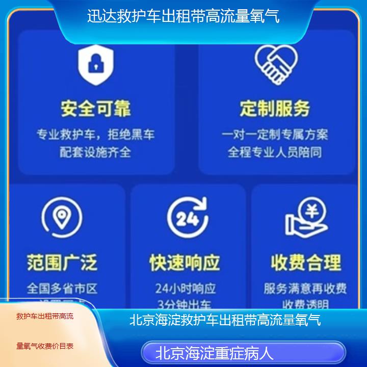 北京海淀救护车出租带高流量氧气收费价目表「重症病人」+2025价格一览表