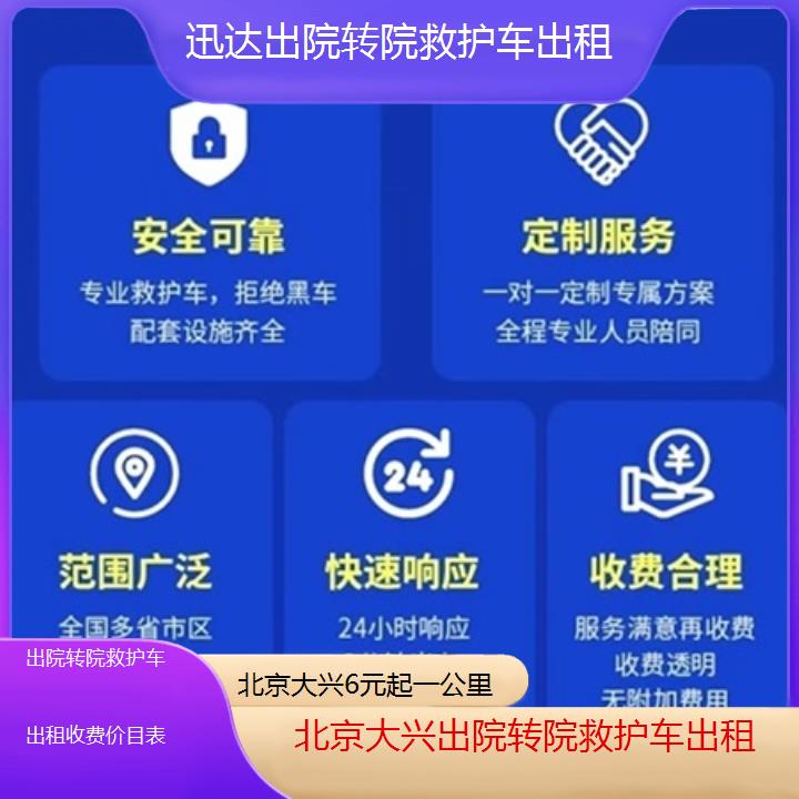 北京大兴出院转院救护车出租收费价目表「6元起一公里」+2025价格一览表